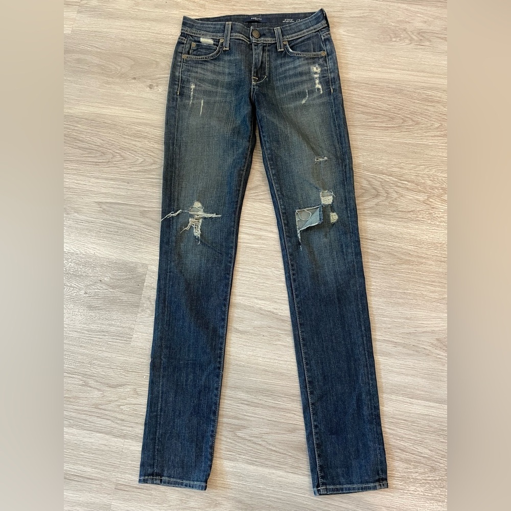 FIDELITY DENIM “Stevie” Mid Rise Skinny Distressed Ripped Jeans. Size 24/33